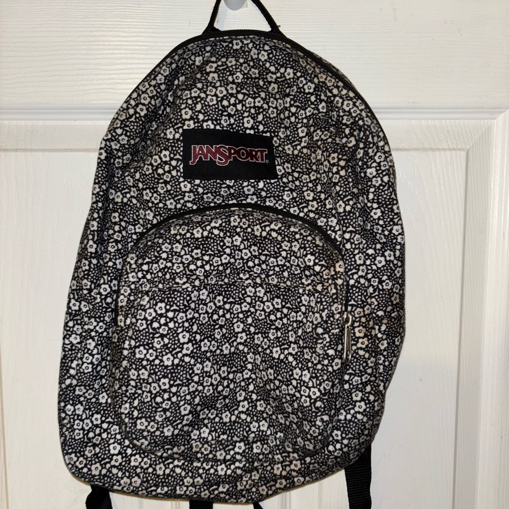 Jansport mini  Black and White Floral Backpack